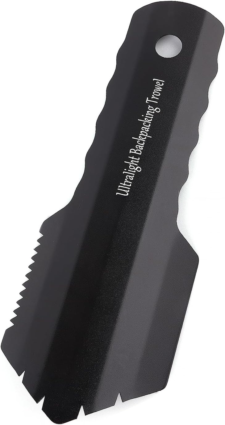Valken Ultralight Camping Trowel Backpacking Trowel Portable Aluminum Camping Shovel Small Potty Spade Hiking Trowel Garden Trowel with Longer Handle(Black) - Image 1